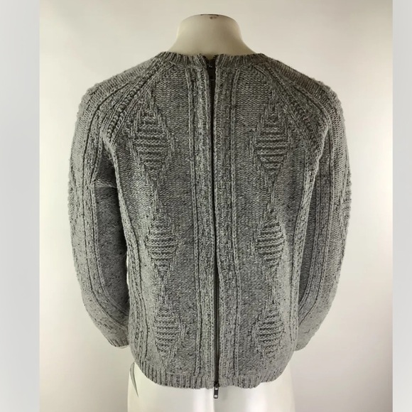 Madewell Sz S Palisade Merino Wool Zip Back Sweater Gray Cable Knit Style - Picture 5 of 8